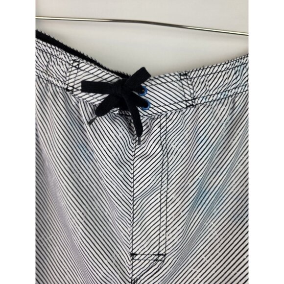 Burnside Mens Swim Trunks Size 3X Blue Striped Floral Lined Swimsuit Swim Shorts - Picture 4 of 11